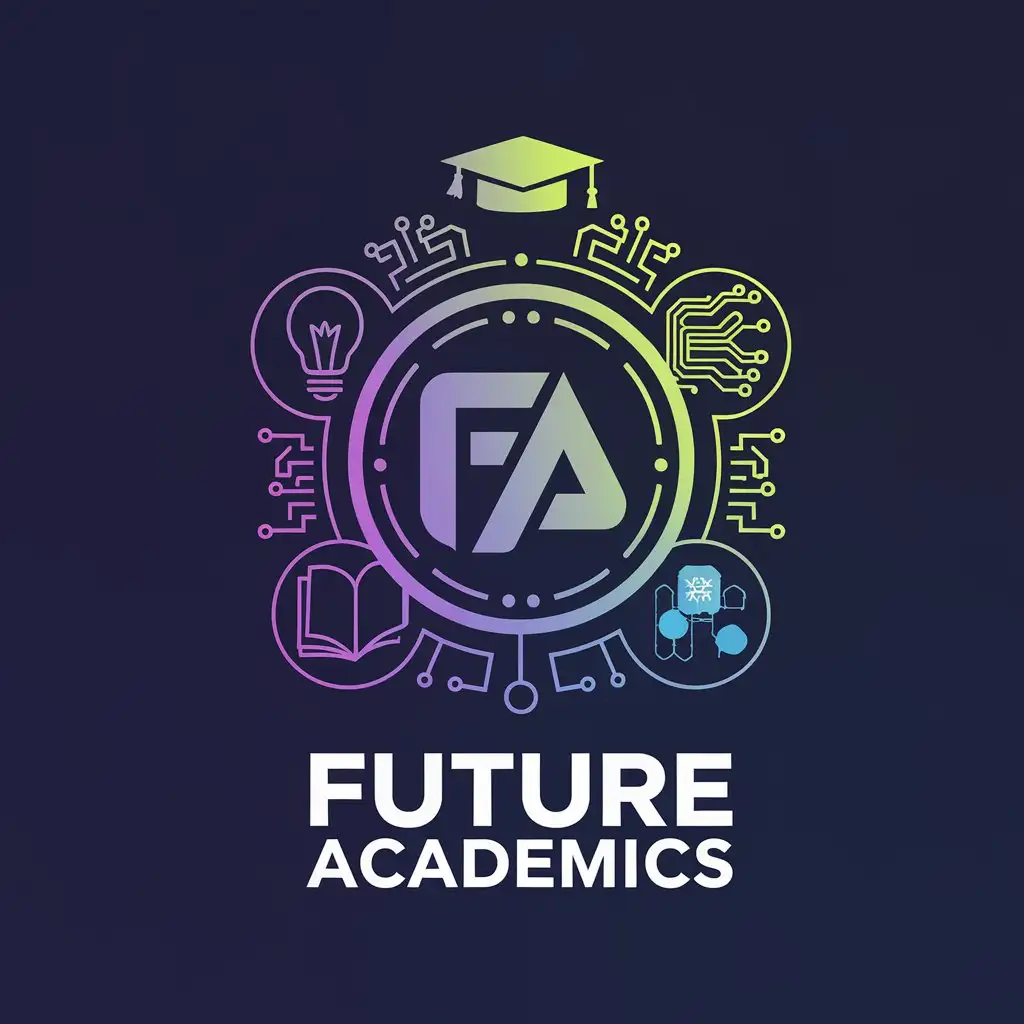 LOGO Design For Future Academics Modern FA Symbol in Cool Colors for Tutoring Company