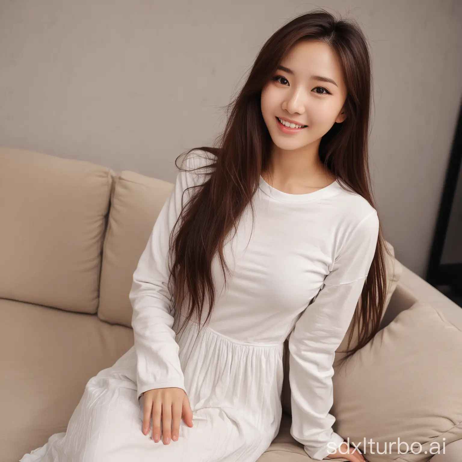 Charming-Chinese-Woman-in-Winter-Night-Cute-Smiles-and-Cozy-Sofa-Pose