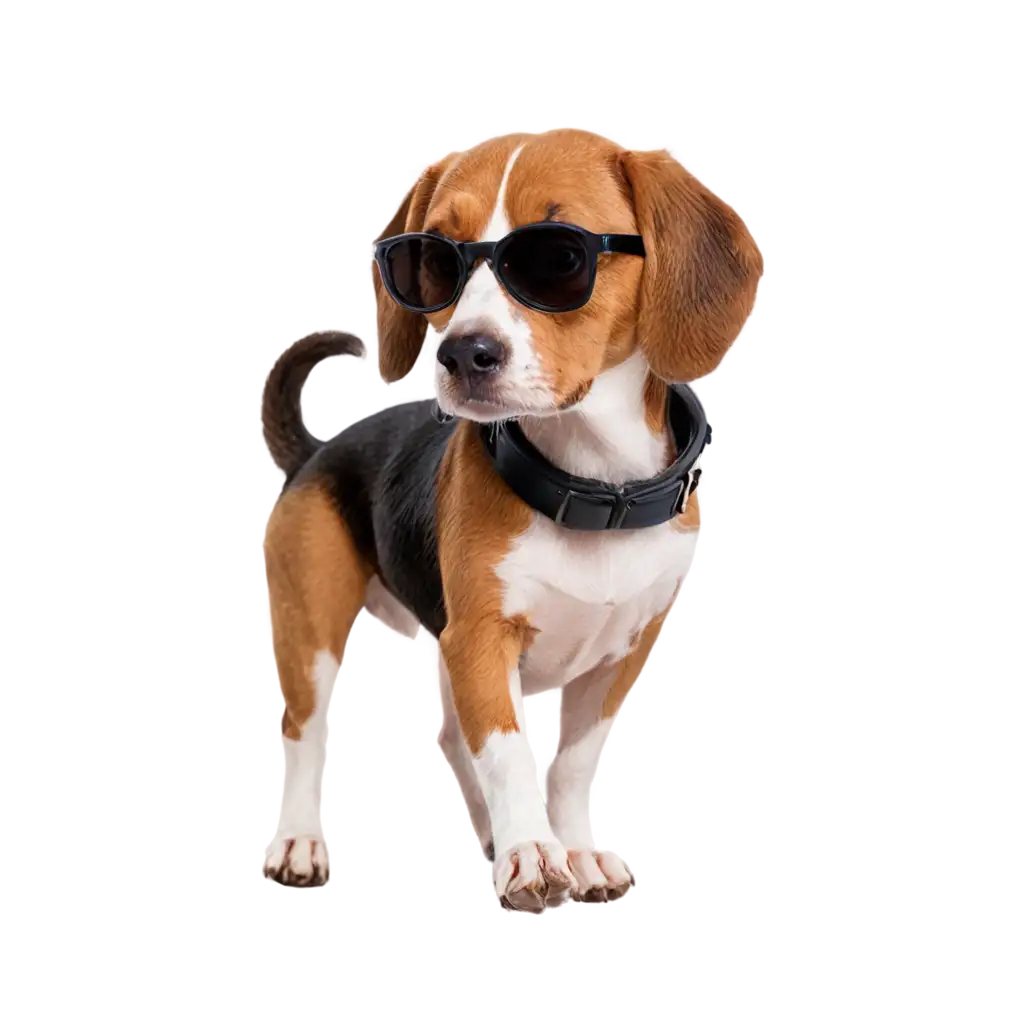 PNG-Image-of-a-Beagle-Dog-with-Black-Glasses-Artistic-and-Playful-Design