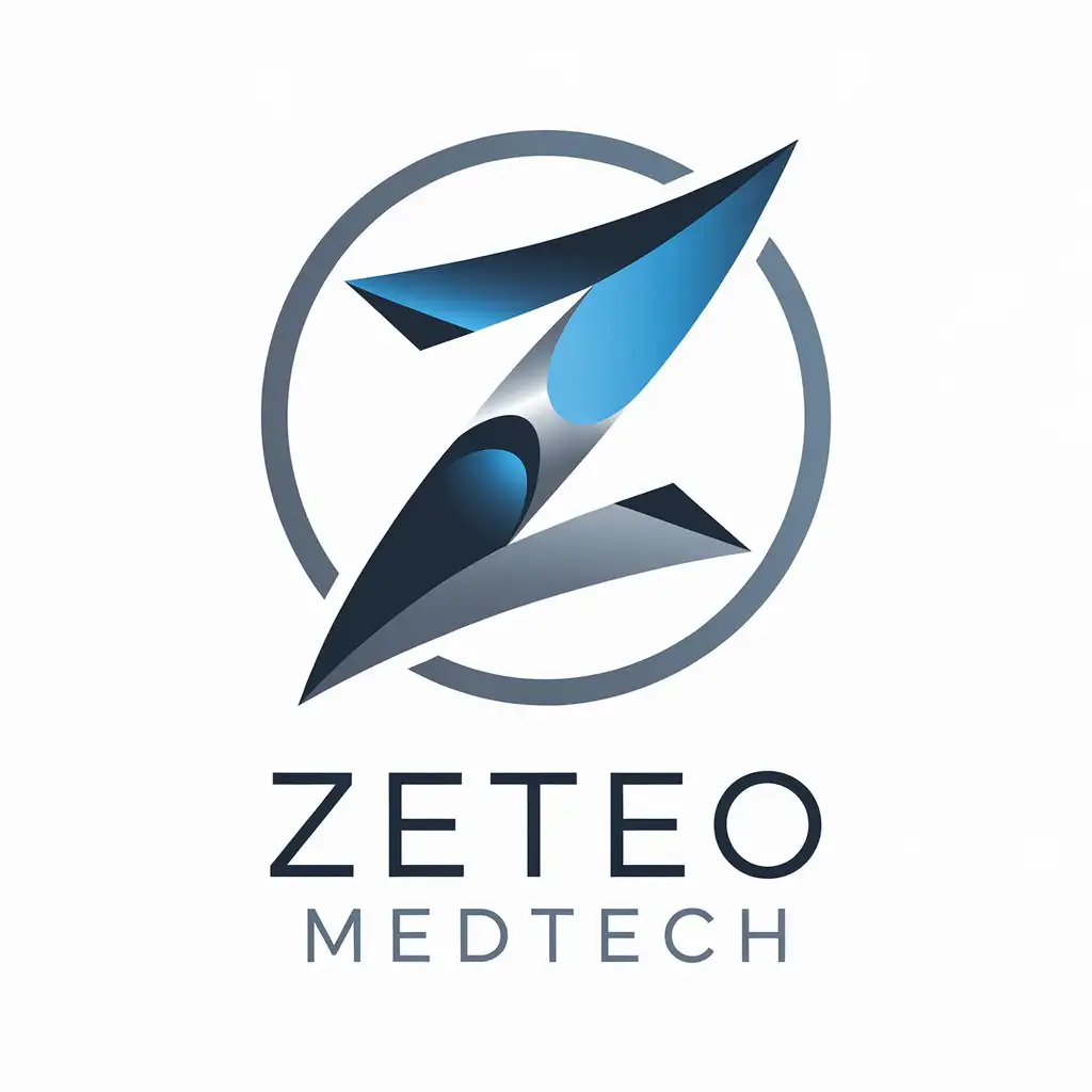 LOGO Design for Zeteo MedTech Modern and Sleek Medical Innovation with Blue and Grey Color Scheme