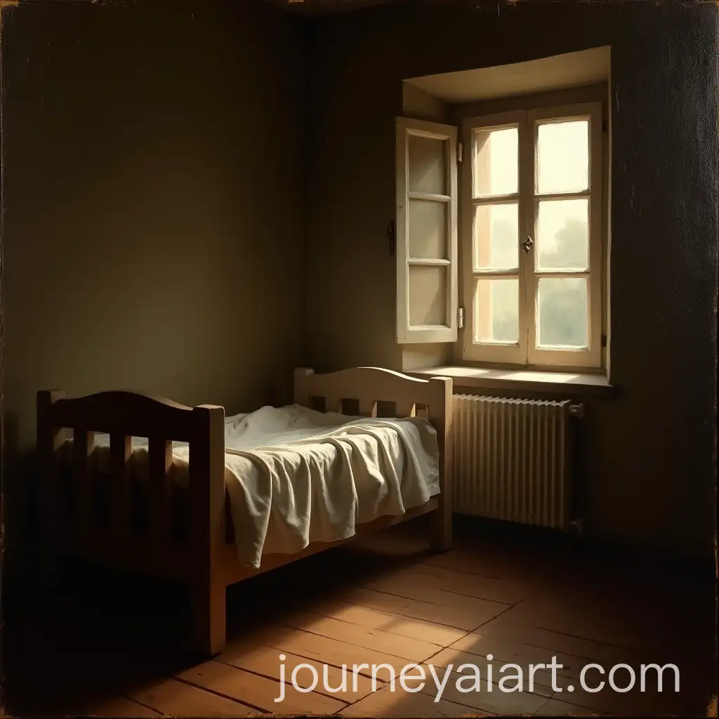 19thCentury-Realist-Oil-Painting-of-a-Cradle-in-a-Rustic-Interior