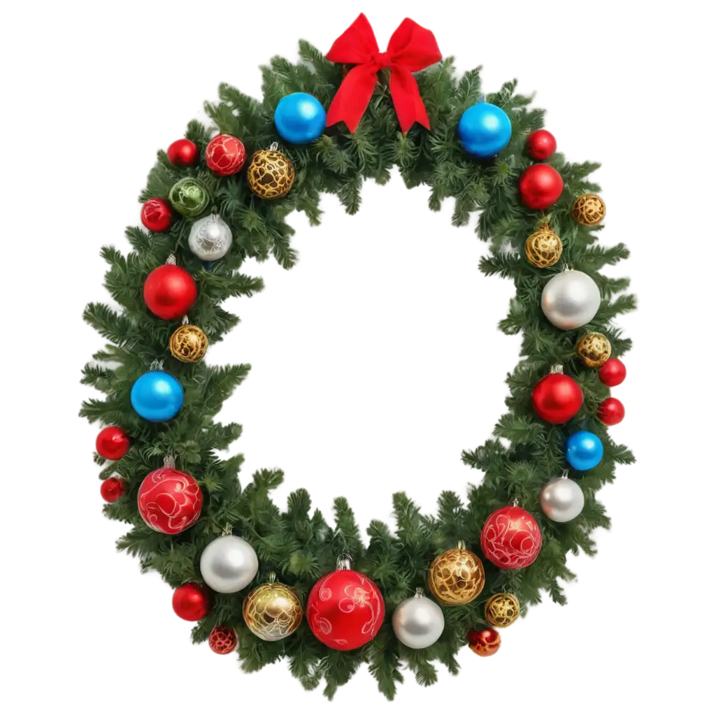 New-Years-Wreath-with-Christmas-Tree-Toys-PNG-HighQuality-Seasonal-Decoration-Image