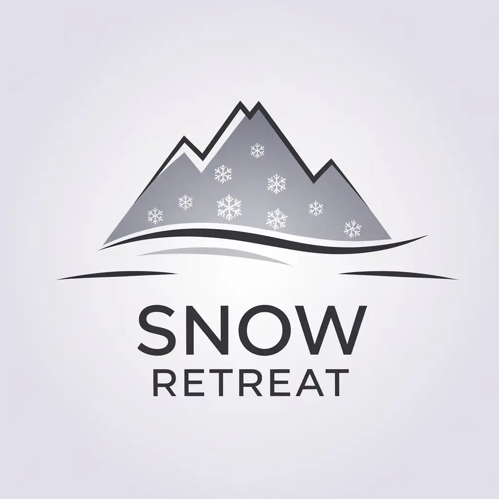 LOGO-Design-for-Snow-Retreat-Minimalistic-Vector-with-Snowdrift-and-Snowflakes