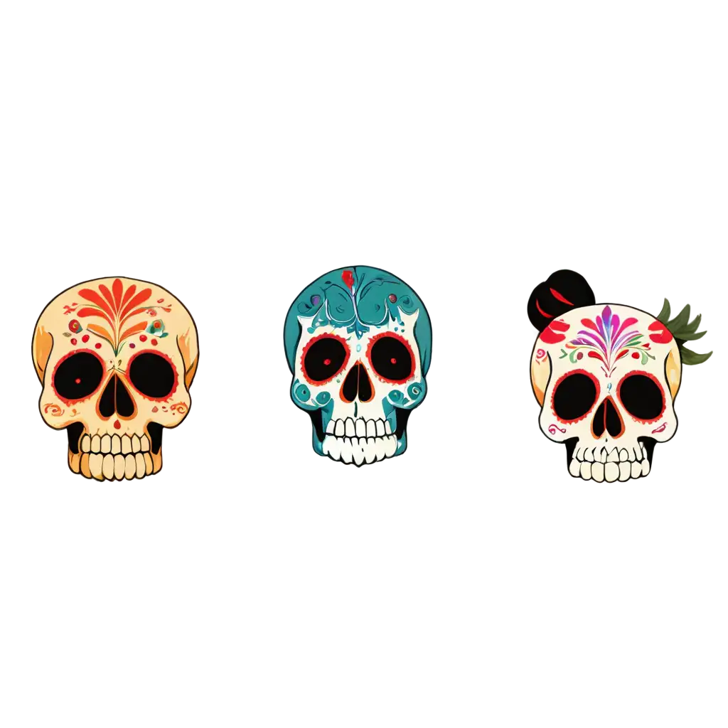 Animated-Drawing-of-Mexican-Skulls-in-PNG-Format-Creative-and-Vibrant-Artwork