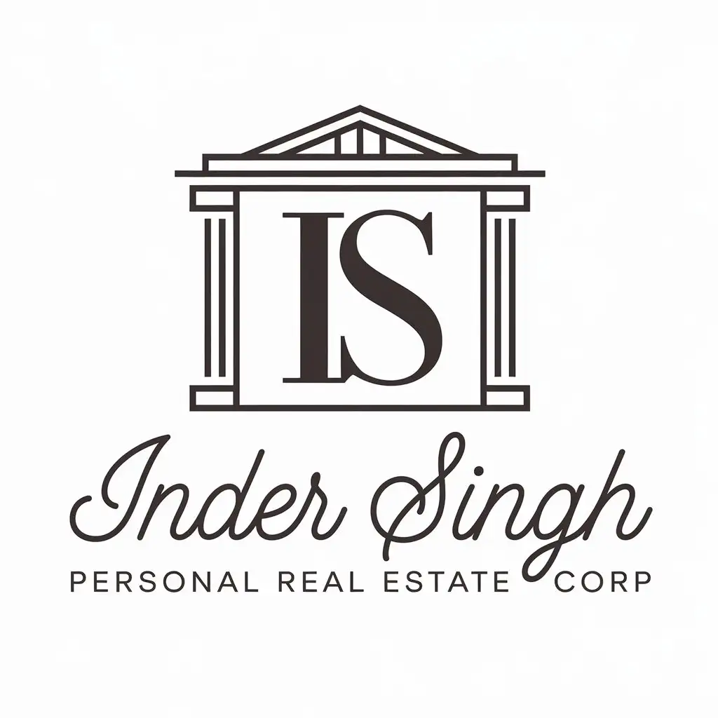 LOGO Design for Inder Singh Modern Elegant Style with Cursive Font and Real Estate Theme