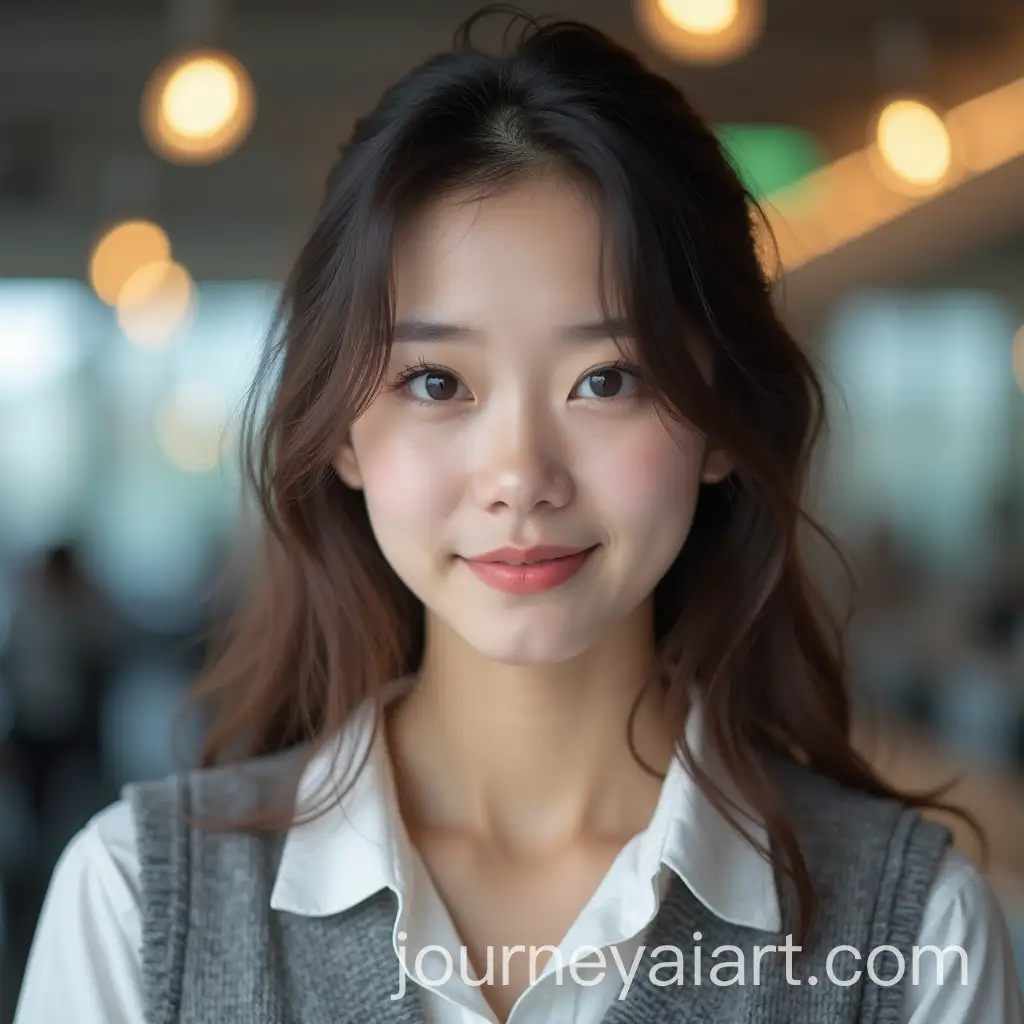 Shy-Asian-Model-Smiling-at-Gym-Reception-Desk