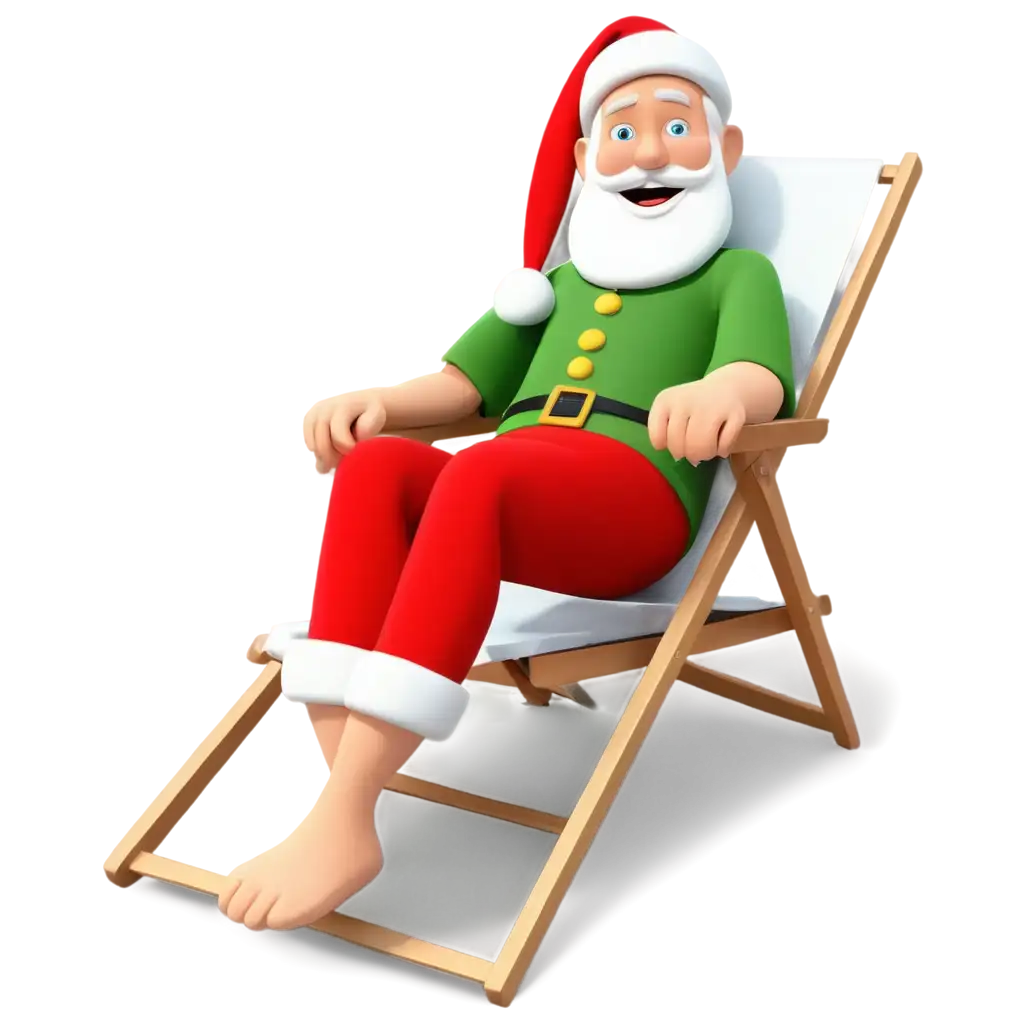 Cartoon-Kerstman-in-a-Beach-Chair-PNG-Image-Cheerful-Santa-Claus-Illustration