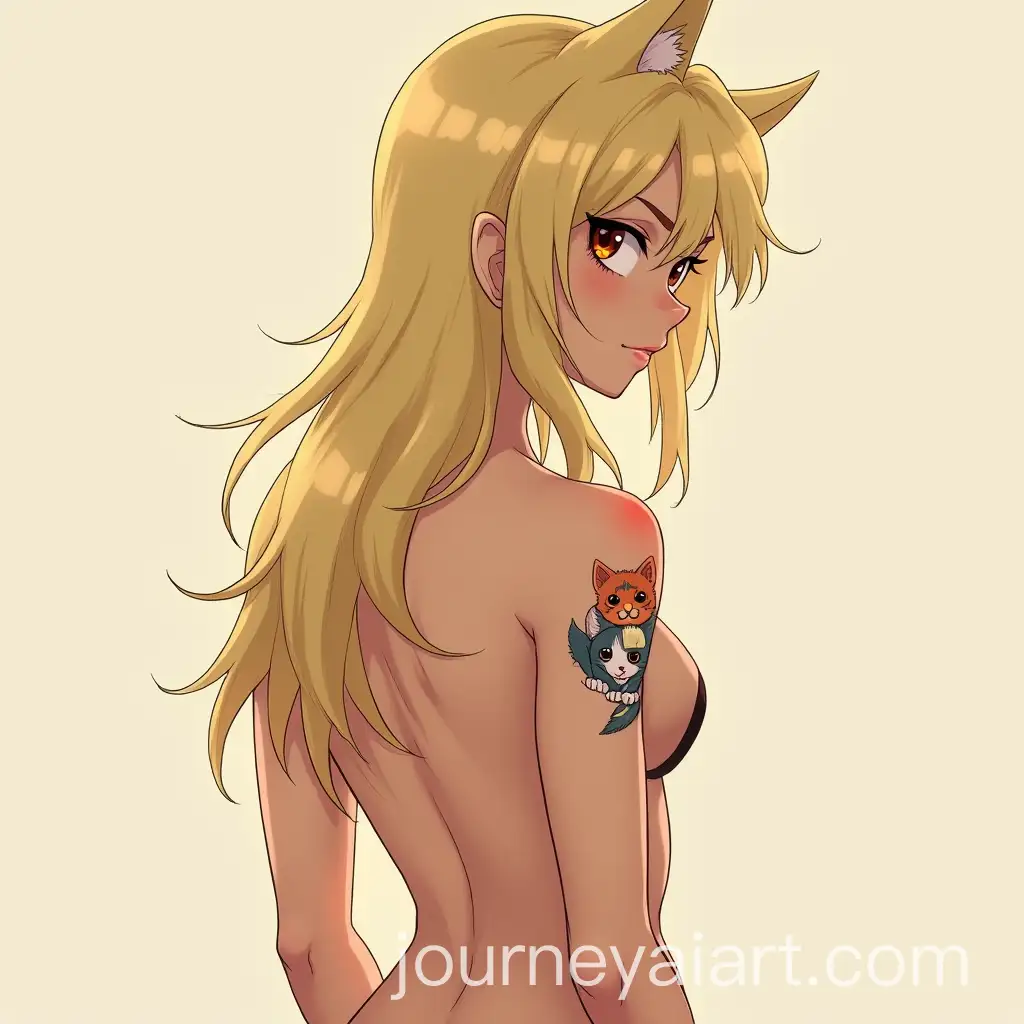 Girl-with-Toned-Body-and-TokyoStyle-Cat-Tattoo-on-Shoulder