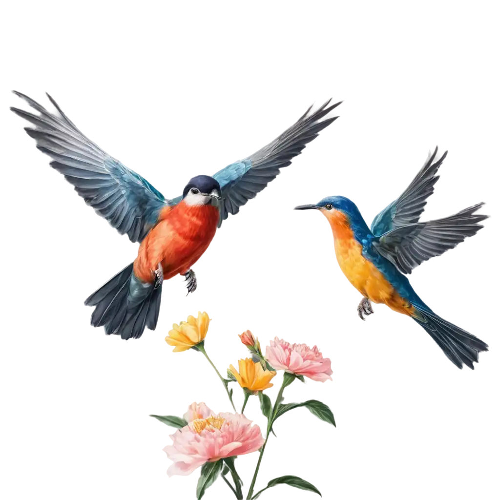 Colorful-Birds-PNG-Image-Classical-Painting-of-Birds-and-Flowers