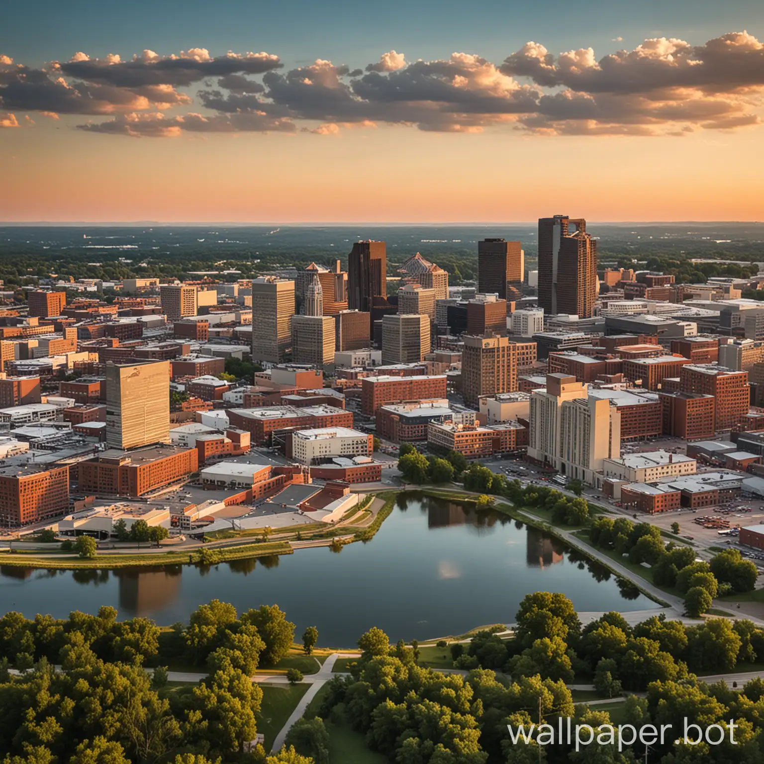 City-of-Akron-Ohio-in-Summer-Scene