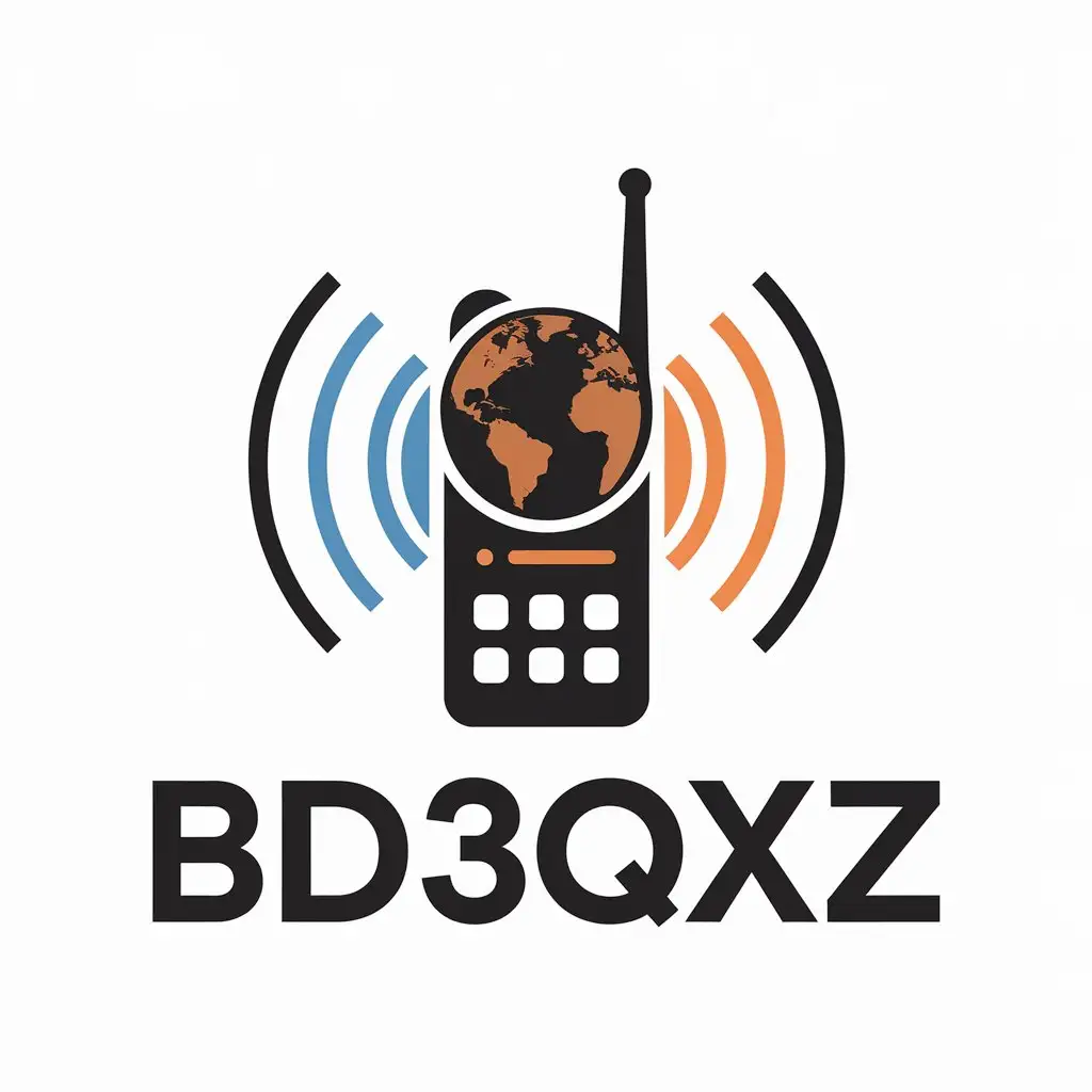 a vector logo design,with the text "BD3QXZ", main symbol:earth/walkie talkie,Moderate,clear background