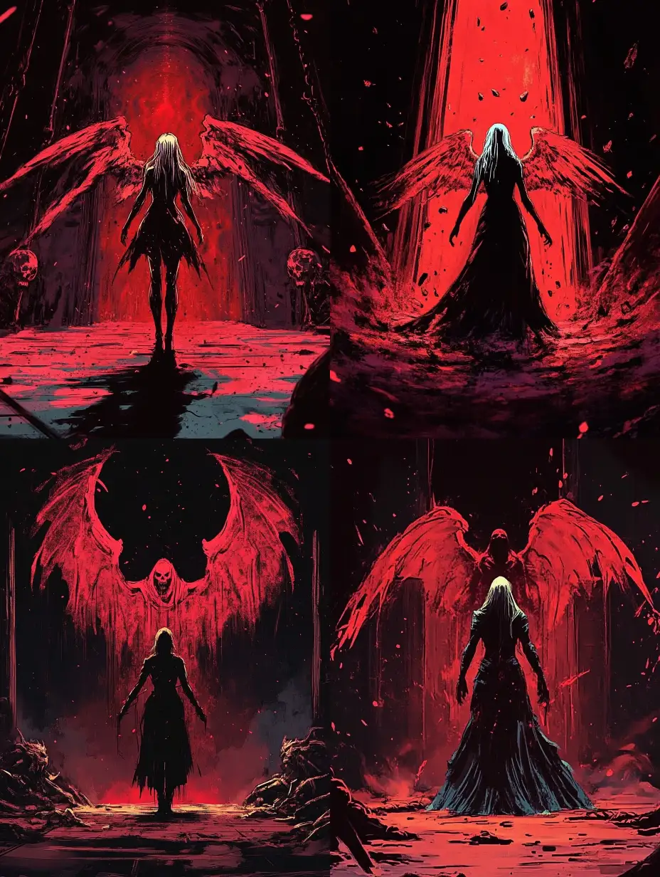 Fierce-Female-Character-in-Red-Dungeon-with-Demon-Aura