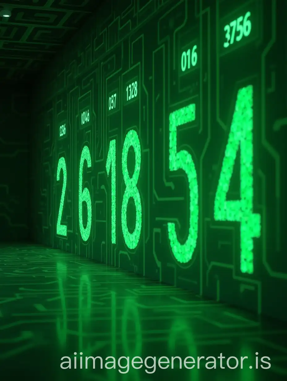 you see a maze wall to the left where the giant numbers 2, 6, 18, 54 are illuminated in order. The wall seems to vibrate and emit a greenish glow every time the numbers are multiplied.