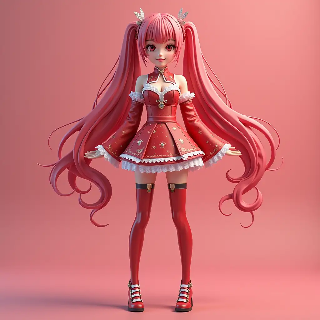 Anime 3D miku merah full body