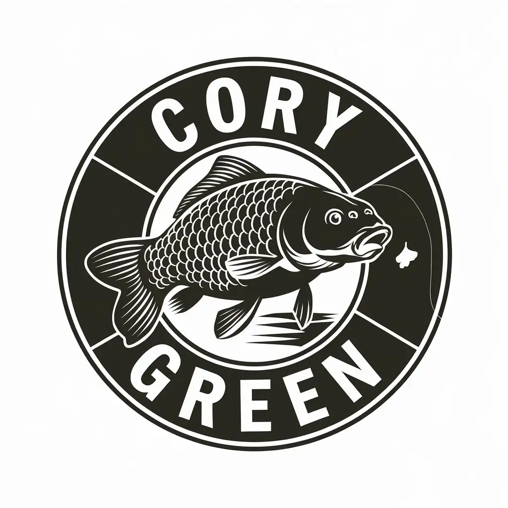 LOGO Design for Cory Green Vector Carp Fishing Theme with Clear Background