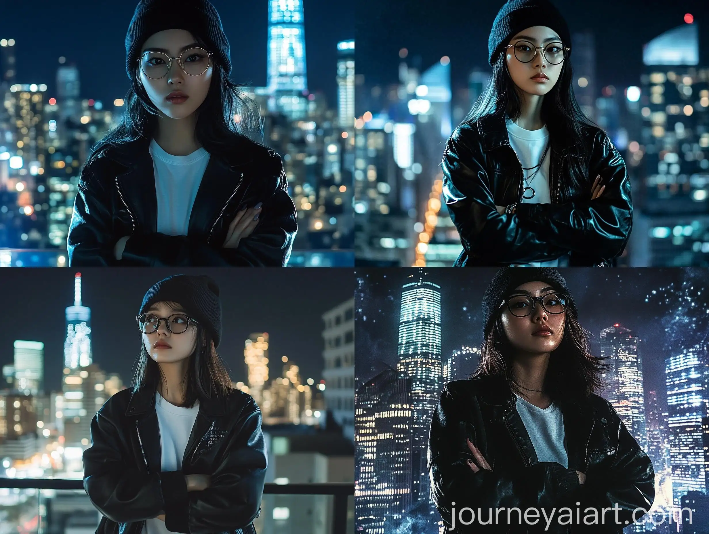 Modern-Photography-Portrait-of-KoreanAmerican-Teenager-in-Manhattan-Night-Skyline
