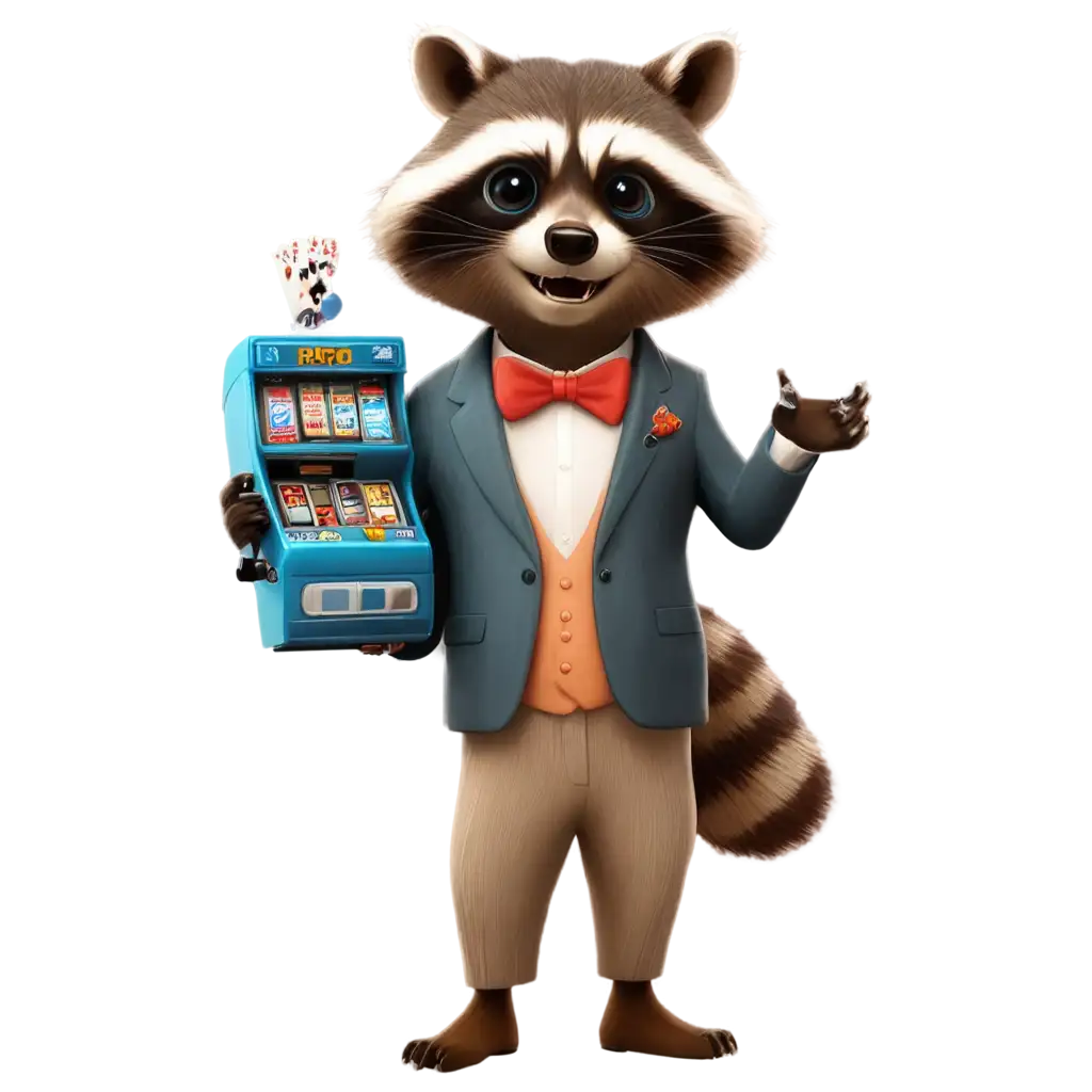 Rich-Cartoon-Raccoon-in-Clothes-Holding-a-Casino-Machine-PNG-for-Creative-Use