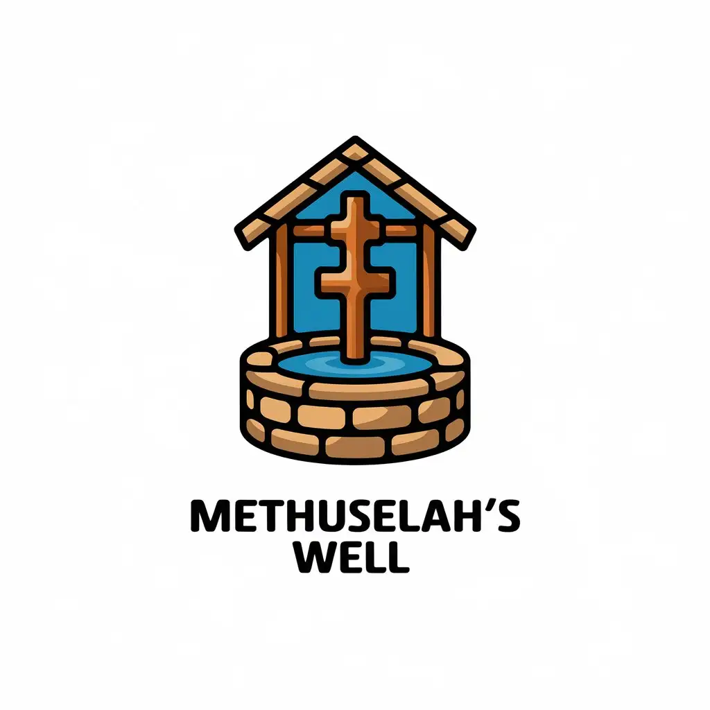 LOGO Design for Methuselahs Well Water Well with Cross and Water Symbol for Religious Industry