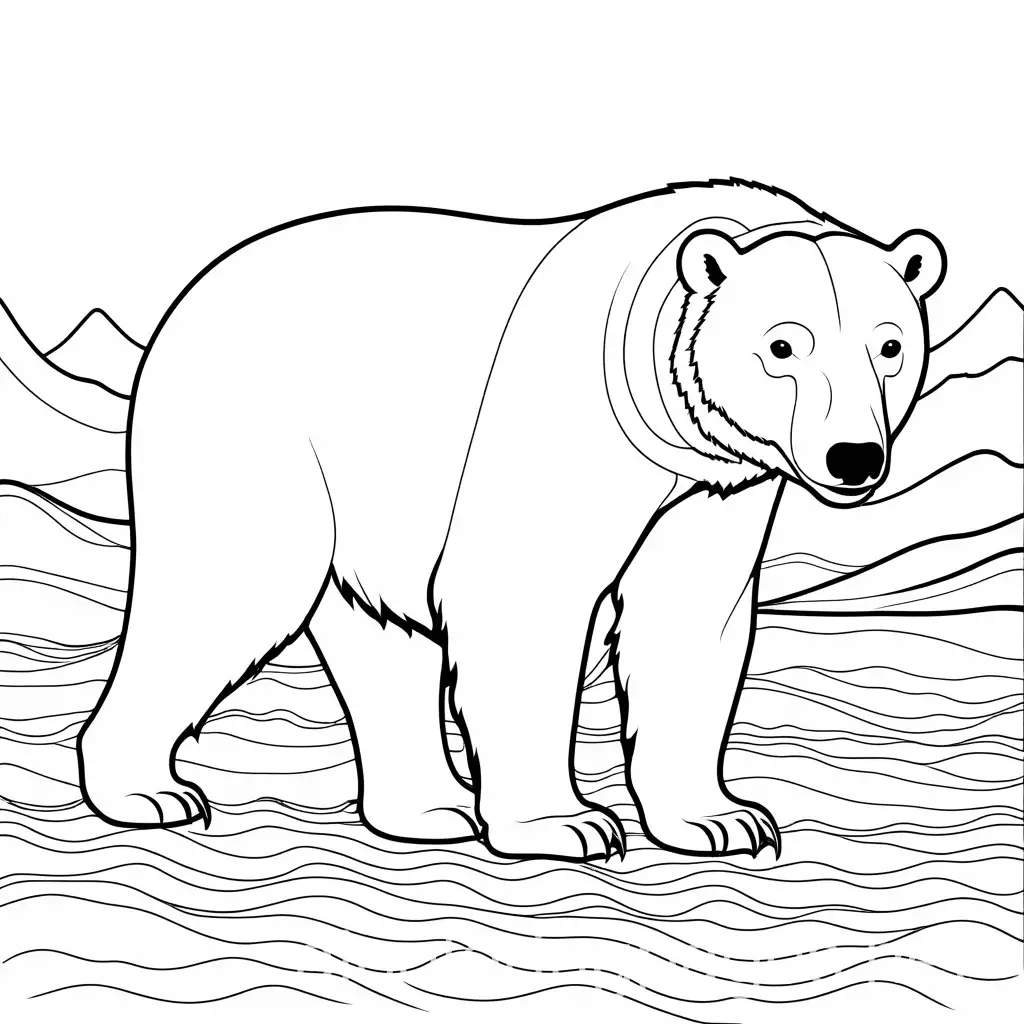 Simplicity-in-Polar-Bear-Coloring-Page-on-White-Background