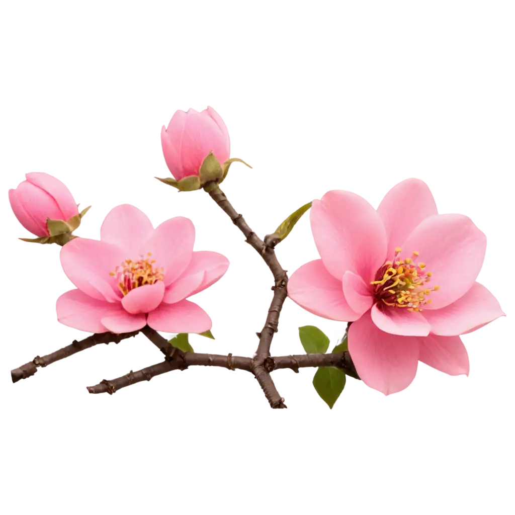 Three-Pink-Peach-Blossoms-with-Rose-PNG-HighQuality-Image-for-Floral-Designs-and-More