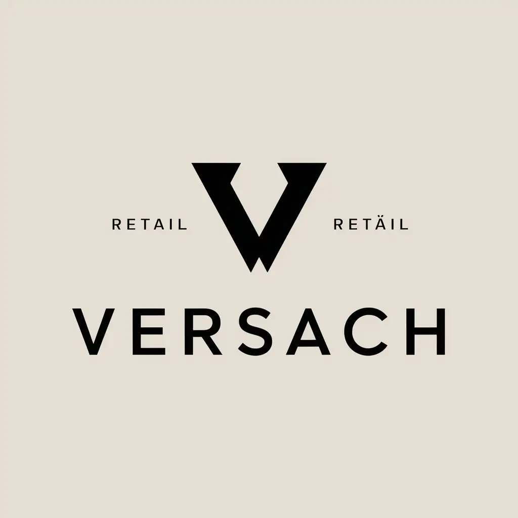 a vector logo design,with the text "Versach", main symbol:V,Minimalistic,be used in Retail industry,clear background