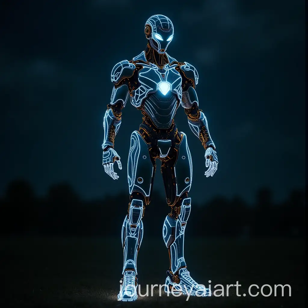 Asian-Man-in-Glowing-Mech-Armor-at-Night-with-Natural-Scenery