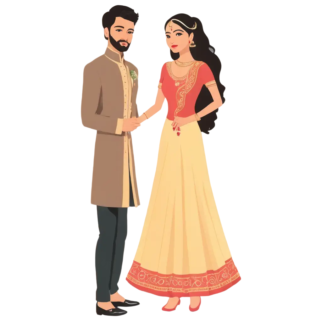 Indian-Wedding-Couple-Vector-PNG-Elegant-and-Vibrant-Illustration-for-Digital-and-Print-Media