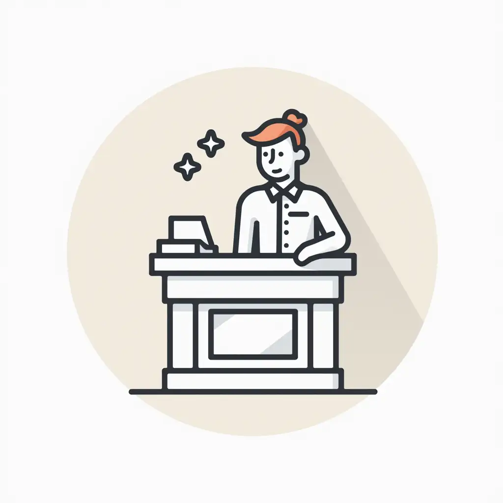 Linear bank teller icon at the cashier