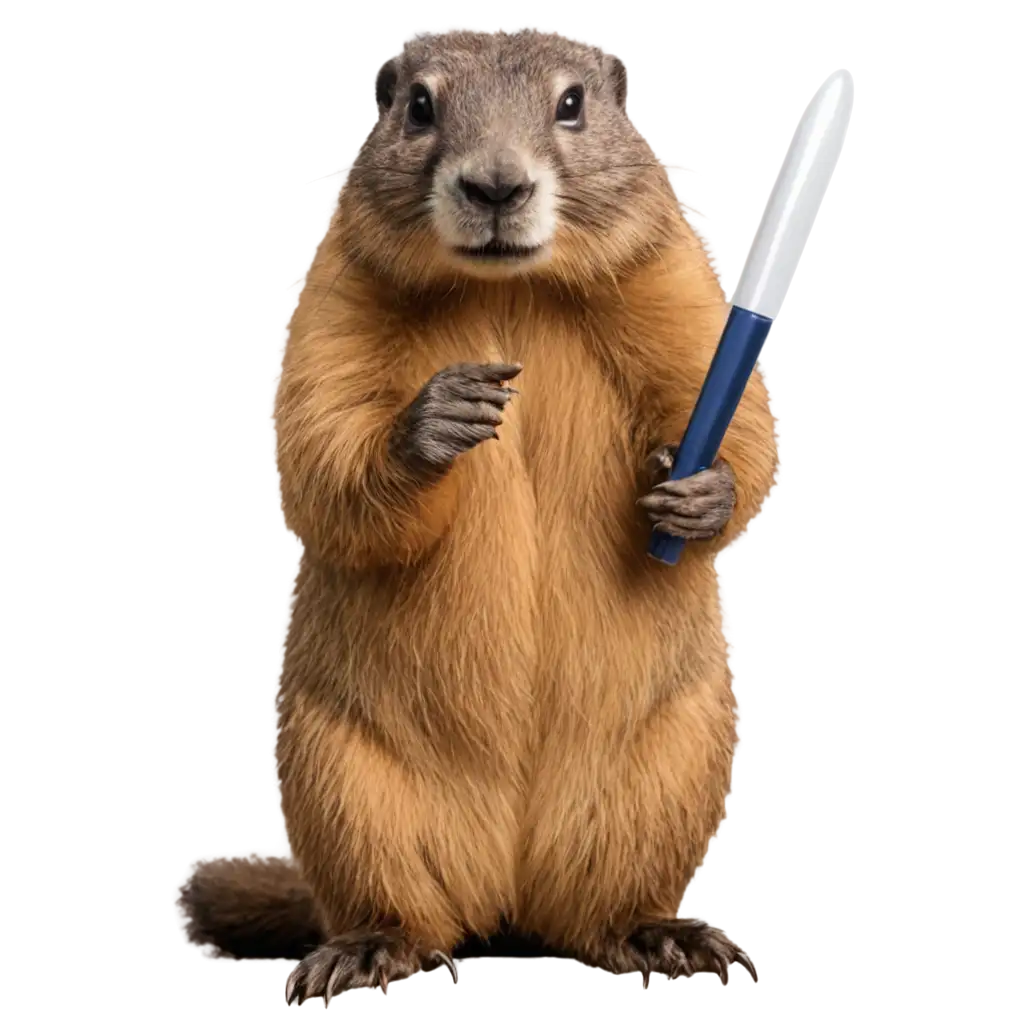 PNG-Image-of-a-Marmot-Holding-a-Pen-Creative-and-Clear-Art-Prompt