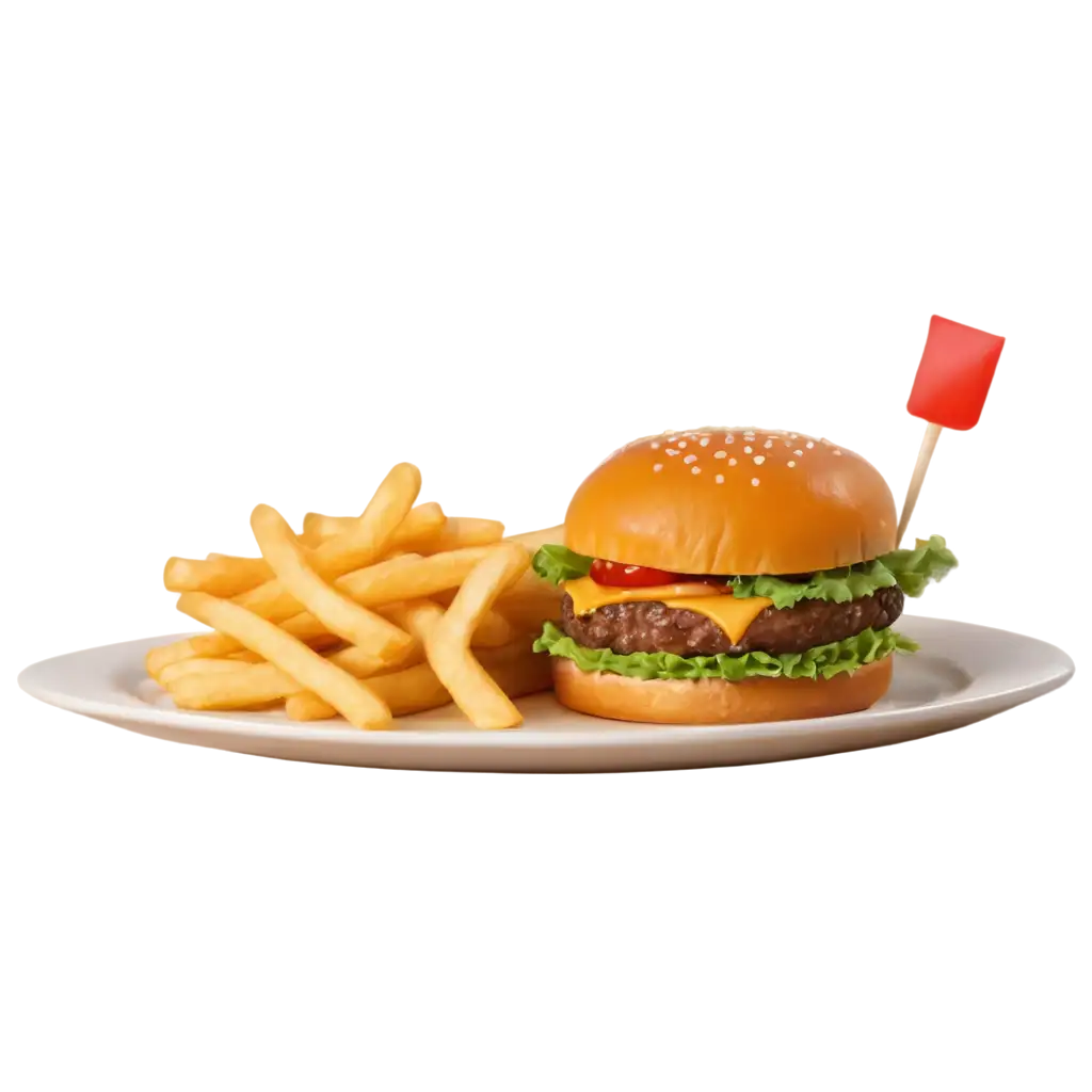 Realistic-Cheeseburger-Display-on-a-Plate-HighQuality-PNG-for-Culinary-Art-and-Marketing