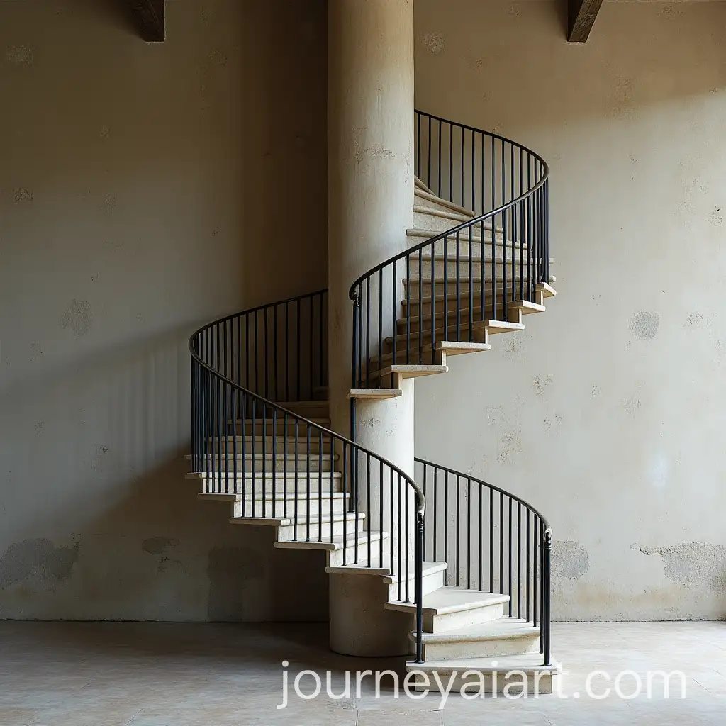 Double-Spiral-Staircase-Around-a-Majestic-Column