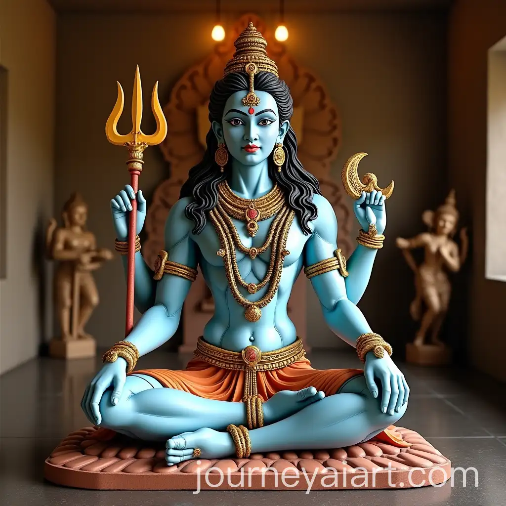 Sacred-Hindu-God-Shiva-Statue-in-Traditional-Temple-Setting
