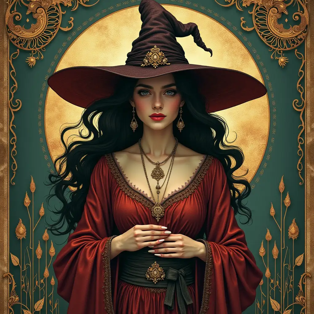 Female image of 1 Arcan Tarot, witch, mvgeissa, fantasy, surrealism