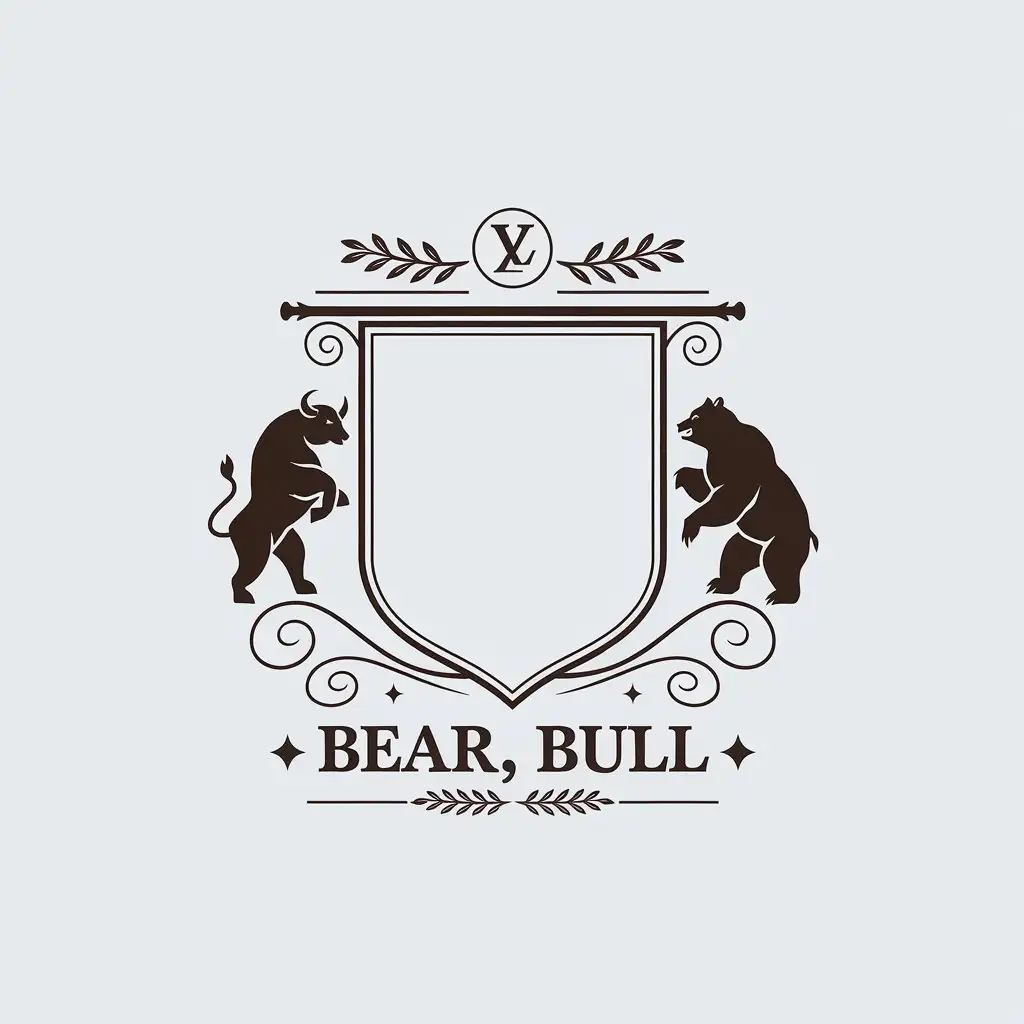 LOGO-Design-For-Legal-Industry-Bear-and-Bull-Shield-with-Monograms-and-Branches