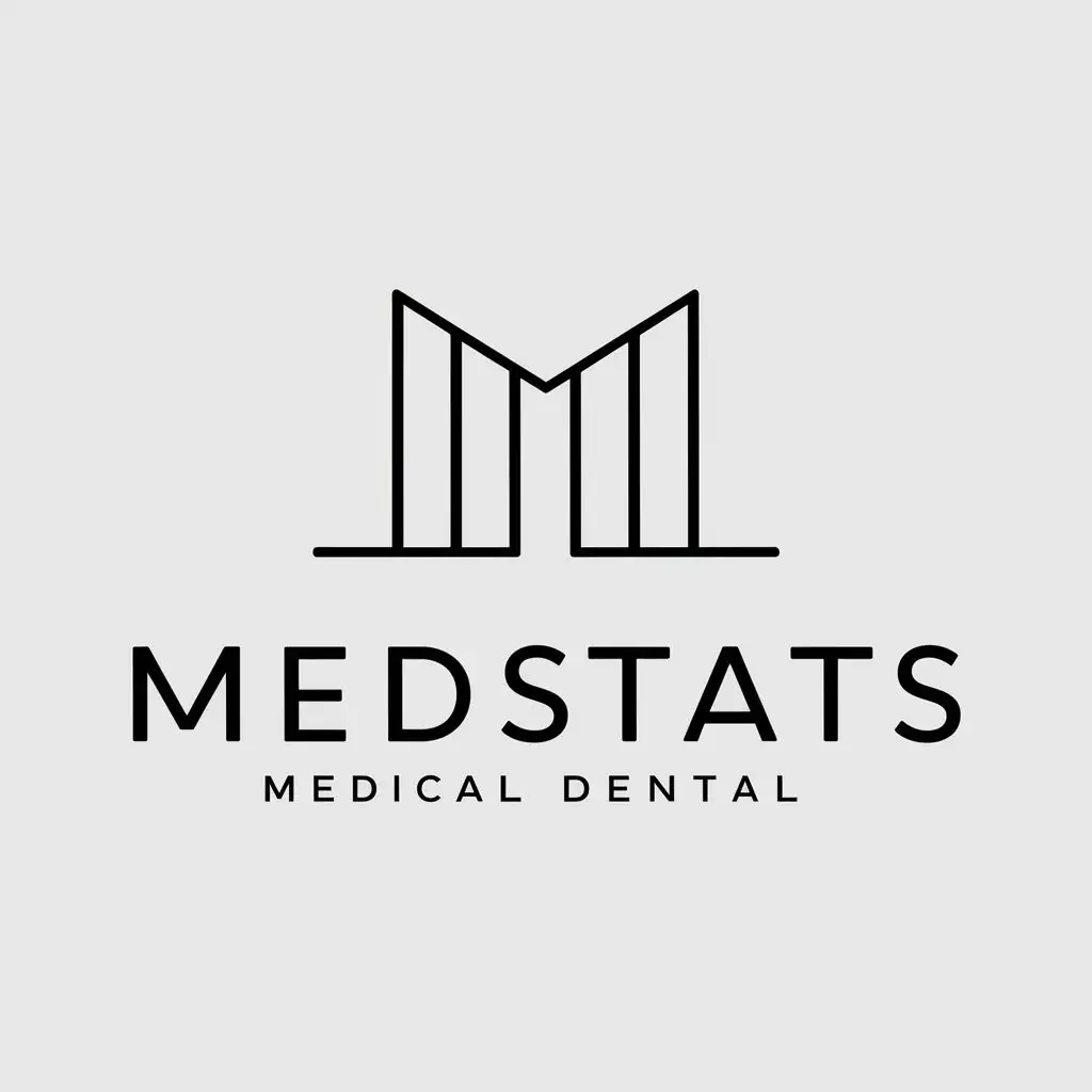 a vector logo design,with the text "MedStats", main symbol:M,Minimalistic,be used in Medical Dental industry,clear background