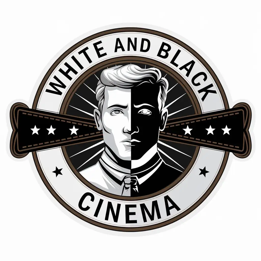 LOGO Design for White and Black Cinema Half White and Half Black Man Symbol for Legal Industry