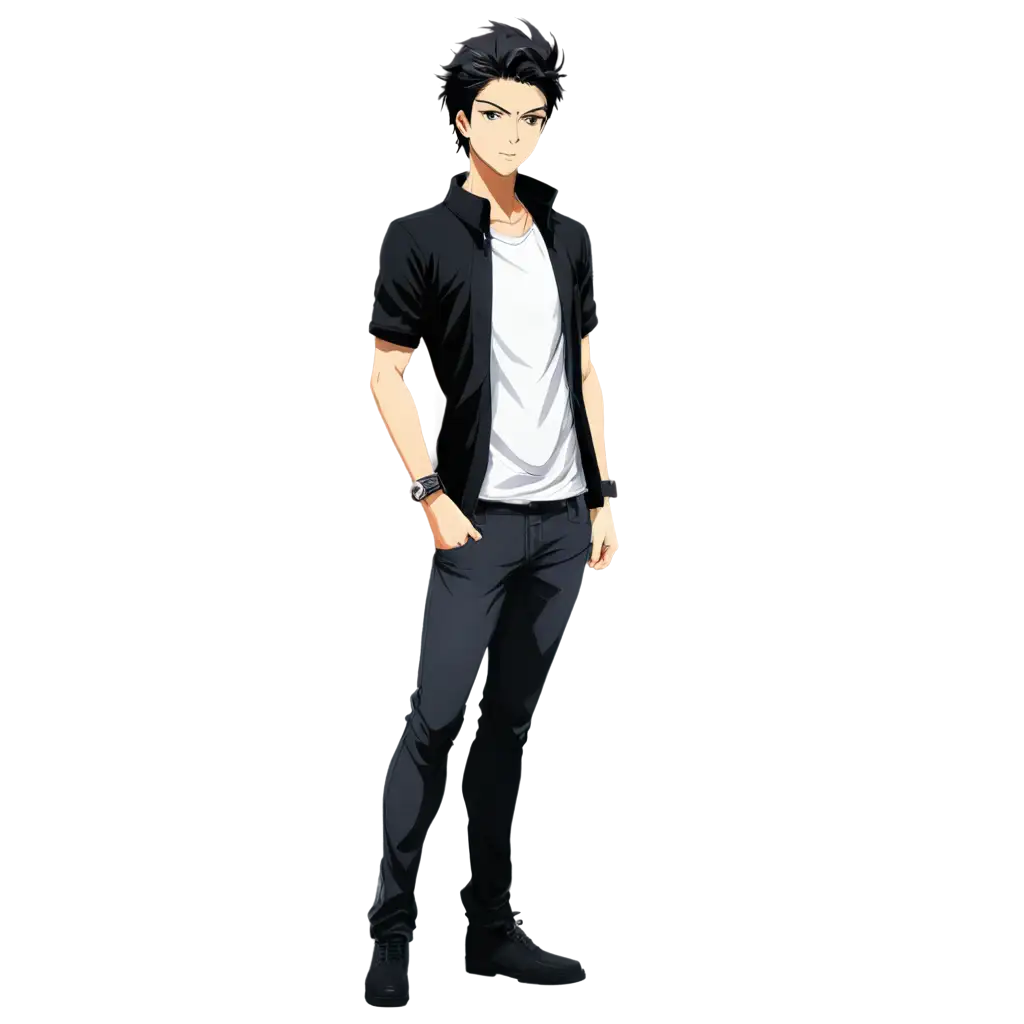 Dashing-Male-Anime-Character-PNG-with-Black-Shirt-and-White-Gakuran-HighQuality-Image-for-Creative-Projects