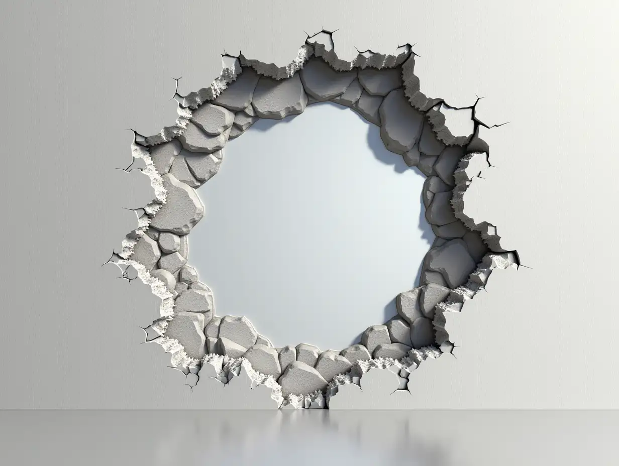 3d hole coming out of wall
