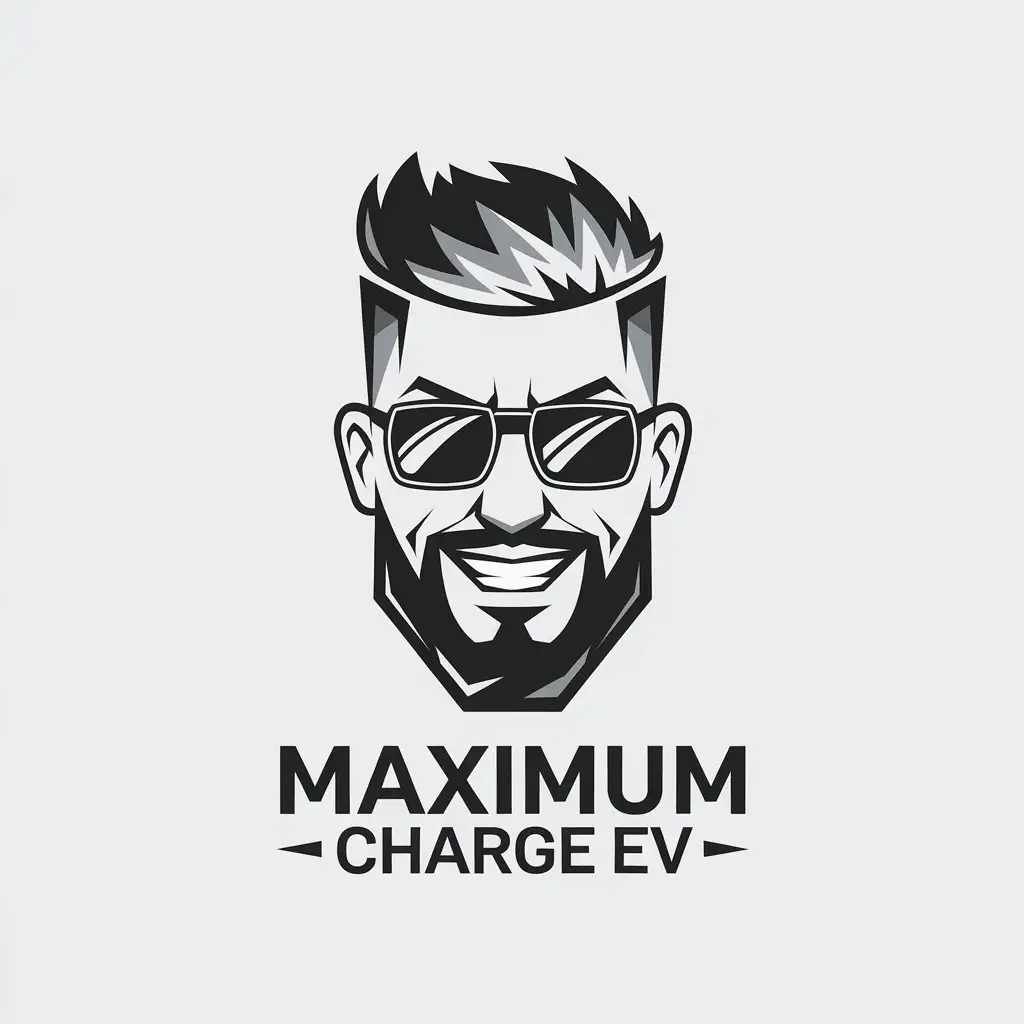 LOGO Design for Maximum Charge EV Energetic Minimalism with a Charismatic Male Figure