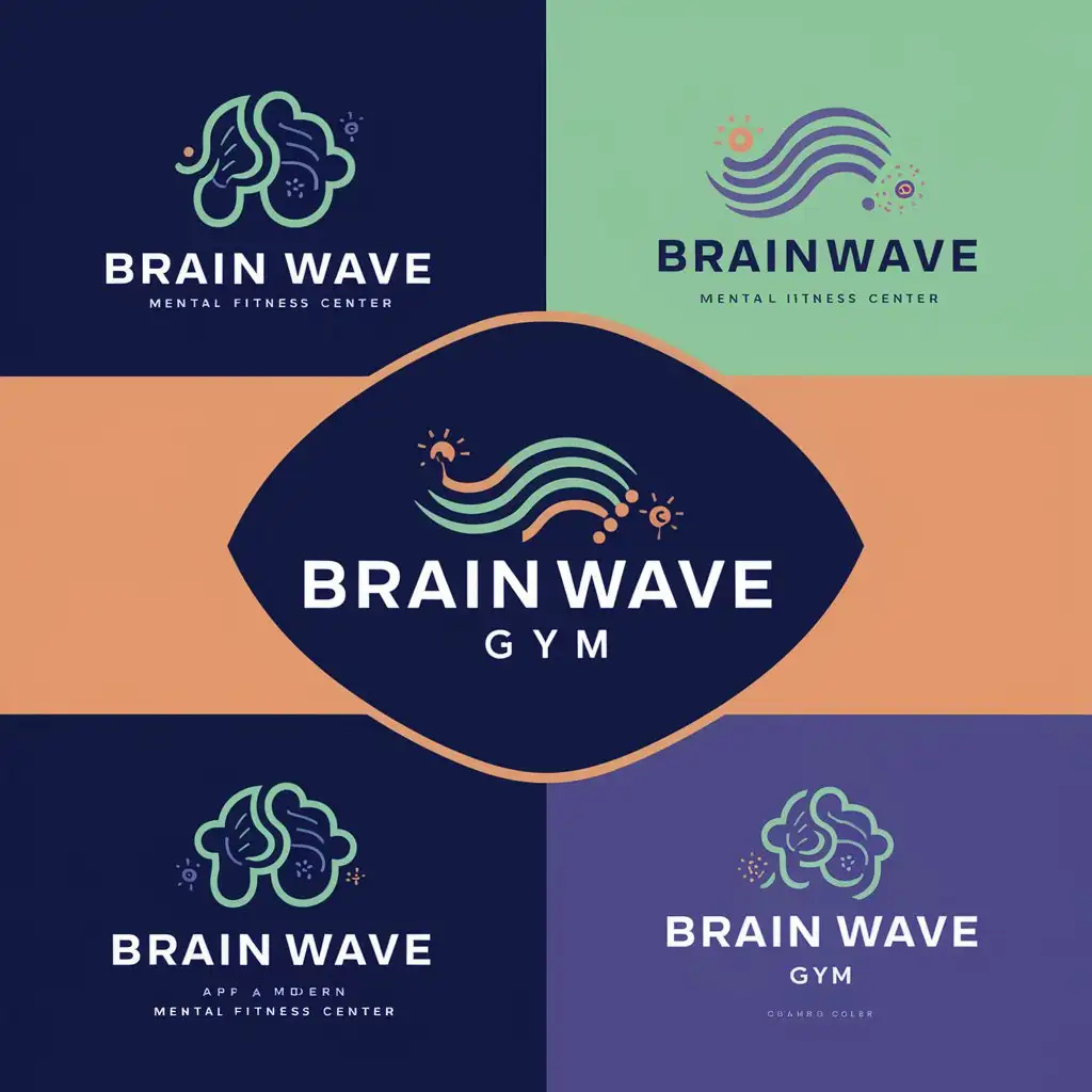 LOGO Design For Brain Wave Gym Modern Brain Shape with Wave Patterns