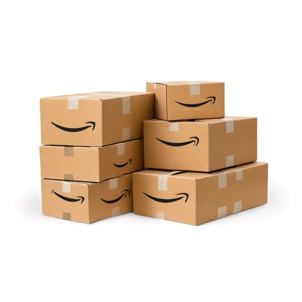 Light cardboard boxes with amazon logo on it