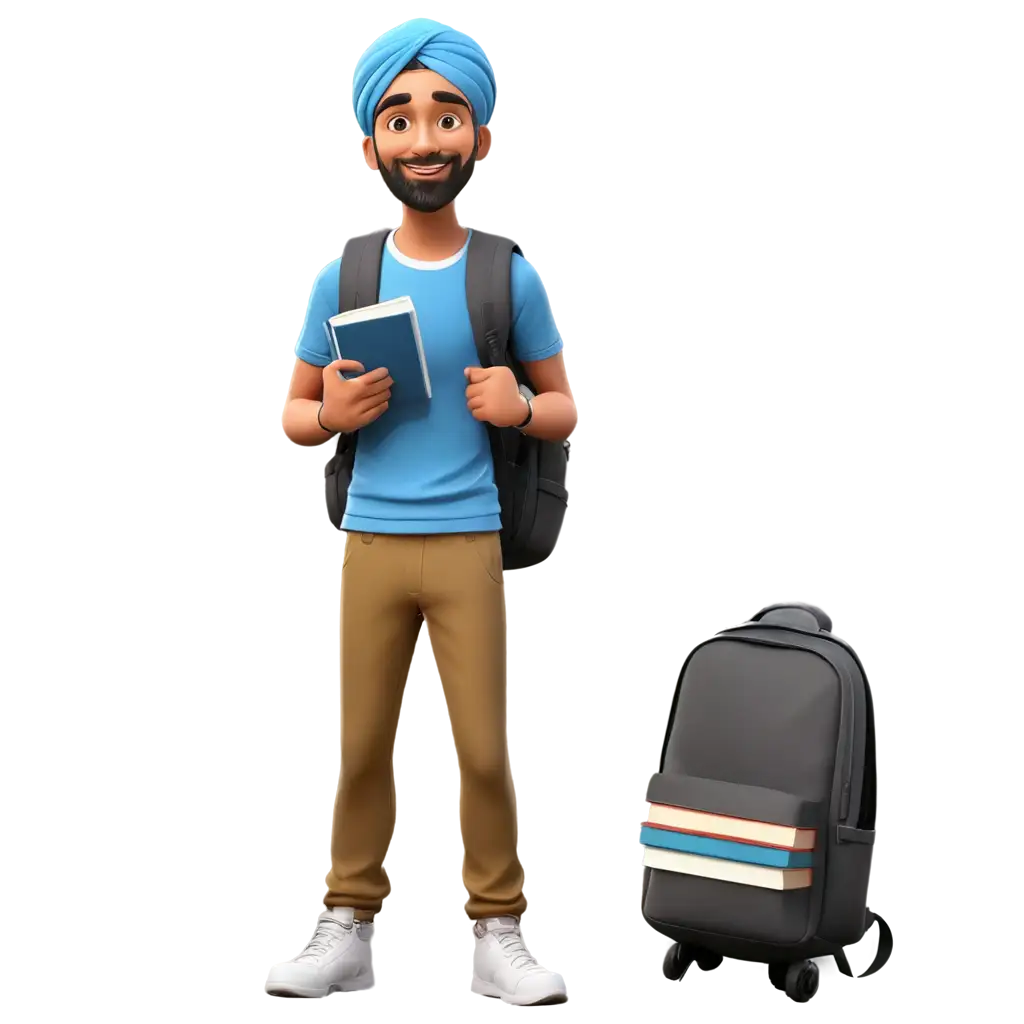 PNG-Image-of-3D-Punjabi-Turban-Boy-with-Books-and-Backpack-Vibrant-Illustration-for-Educational-Themes