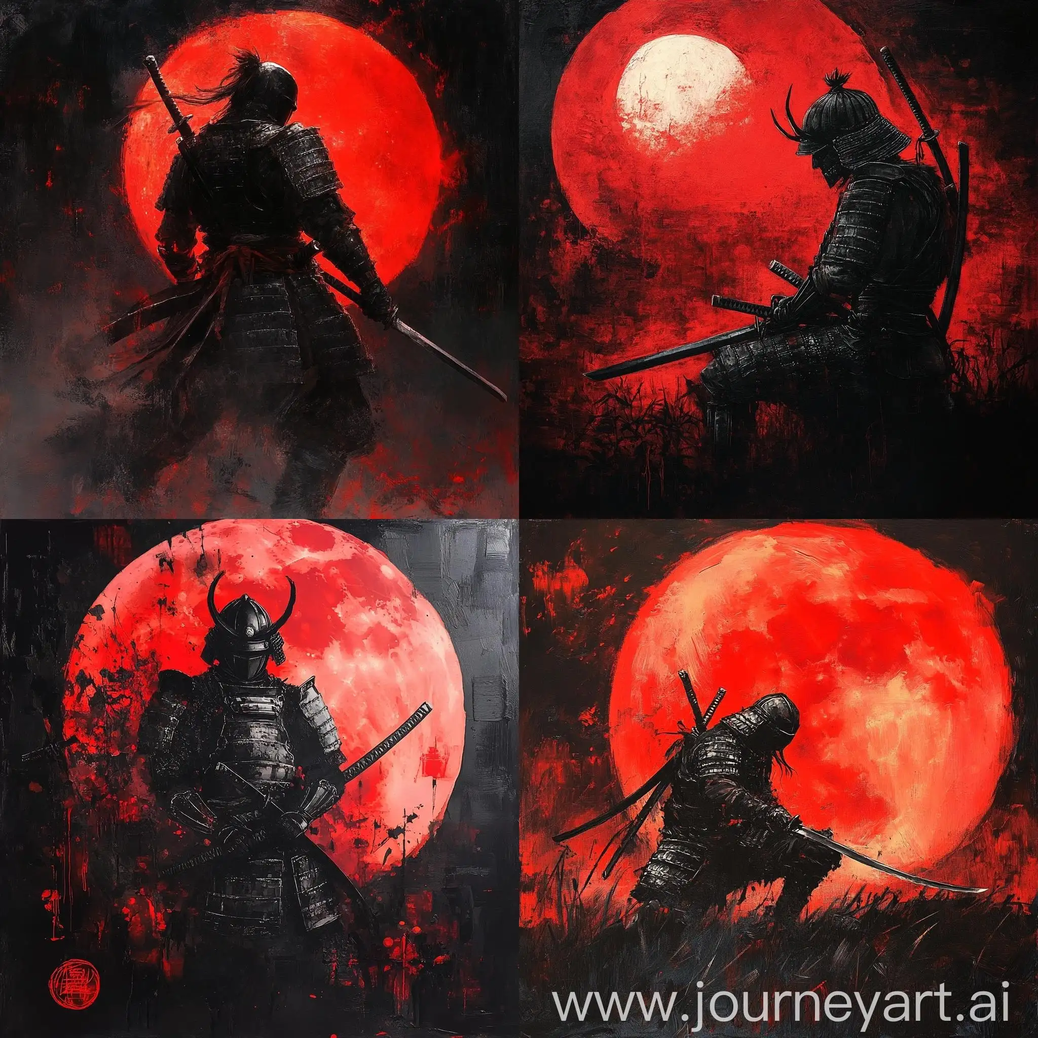 Ronin-in-Black-Armor-under-Red-Moon