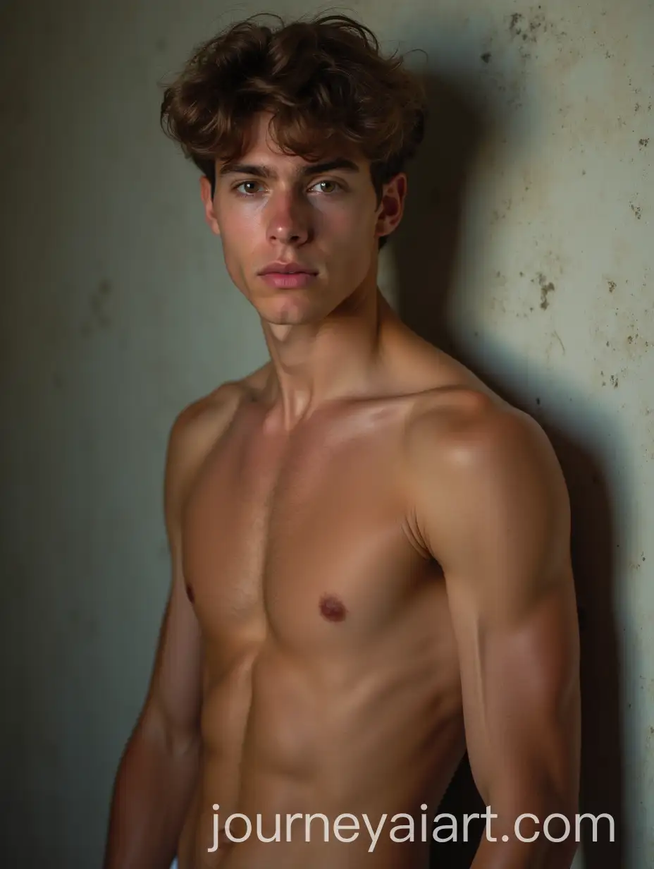 Portrait-of-Handsome-Shirtless-Young-Man-with-Metallic-Body