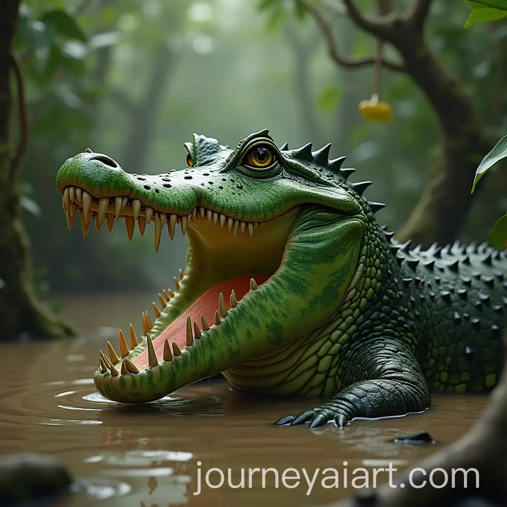 CrocAI-Image-Prompt-Expansionodile-Shaped-Like-Watermelon-in-Jungle-Swamp