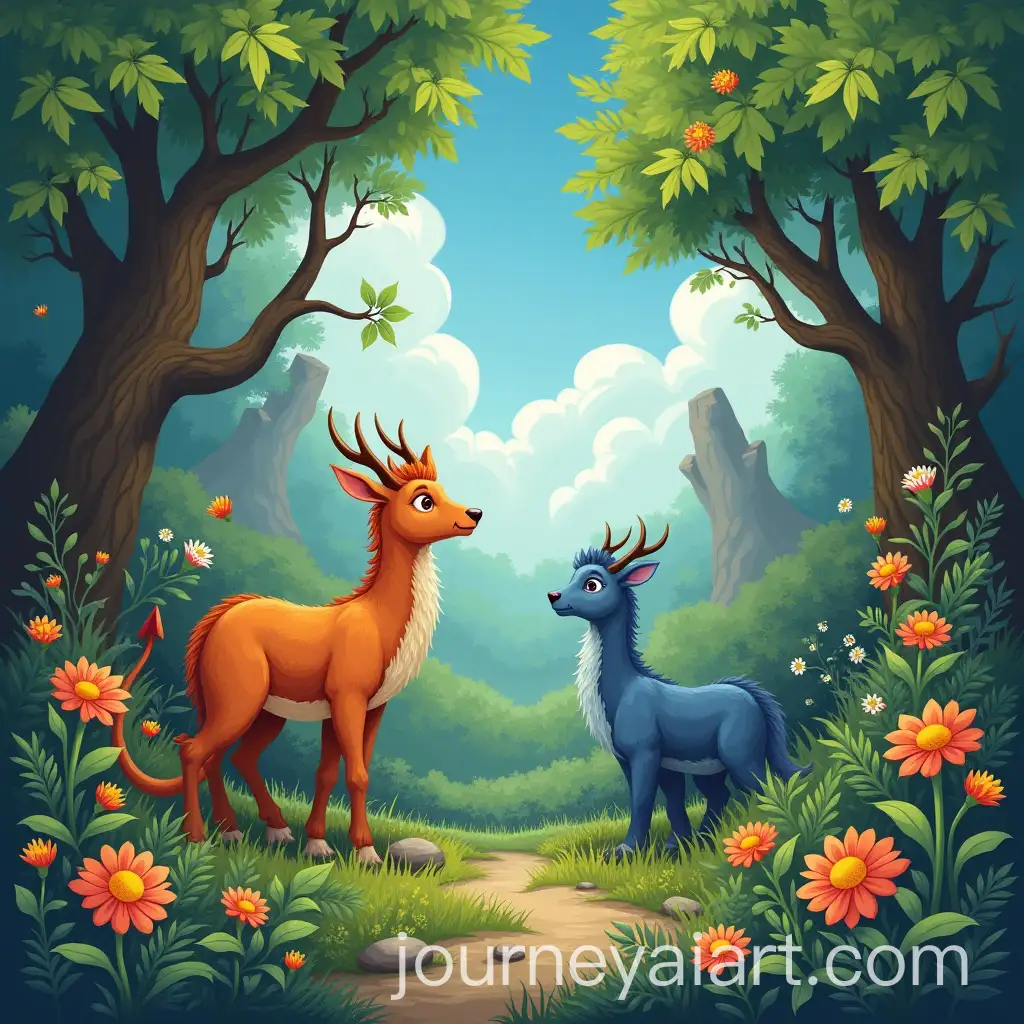 Mystical-Ecosystem-with-Plants-Animals-and-Creatures-in-Harmony