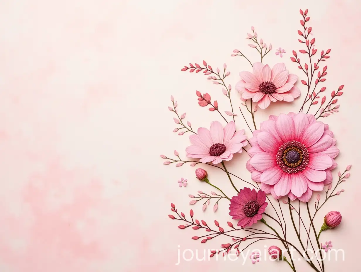 Delicate-Embroidery-with-Pink-and-Maroon-Floral-Accents-on-Marble-Background