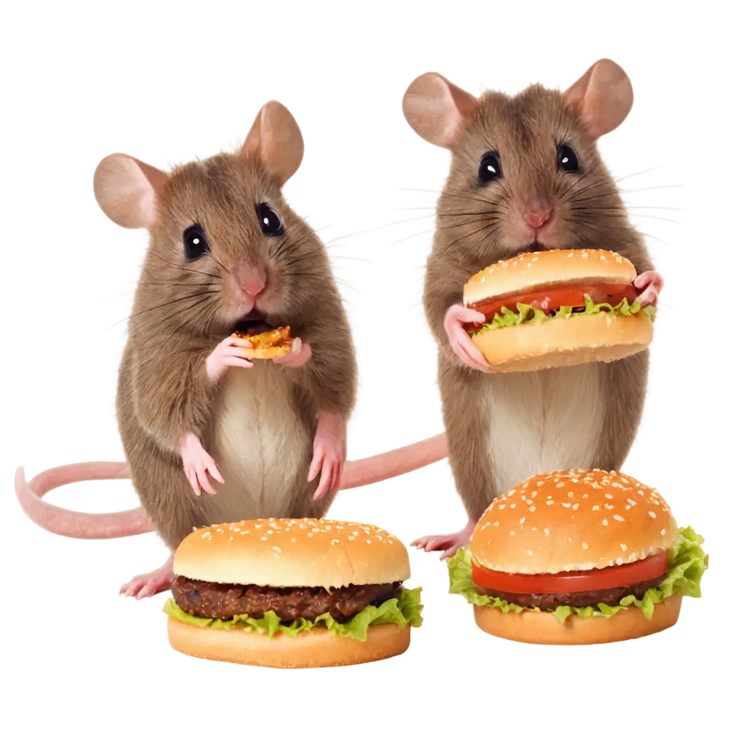 Two-Mice-Eating-Hamburger-PNG-Image-Whimsical-Illustration-of-Tiny-Rodents-Enjoying-Fast-Food