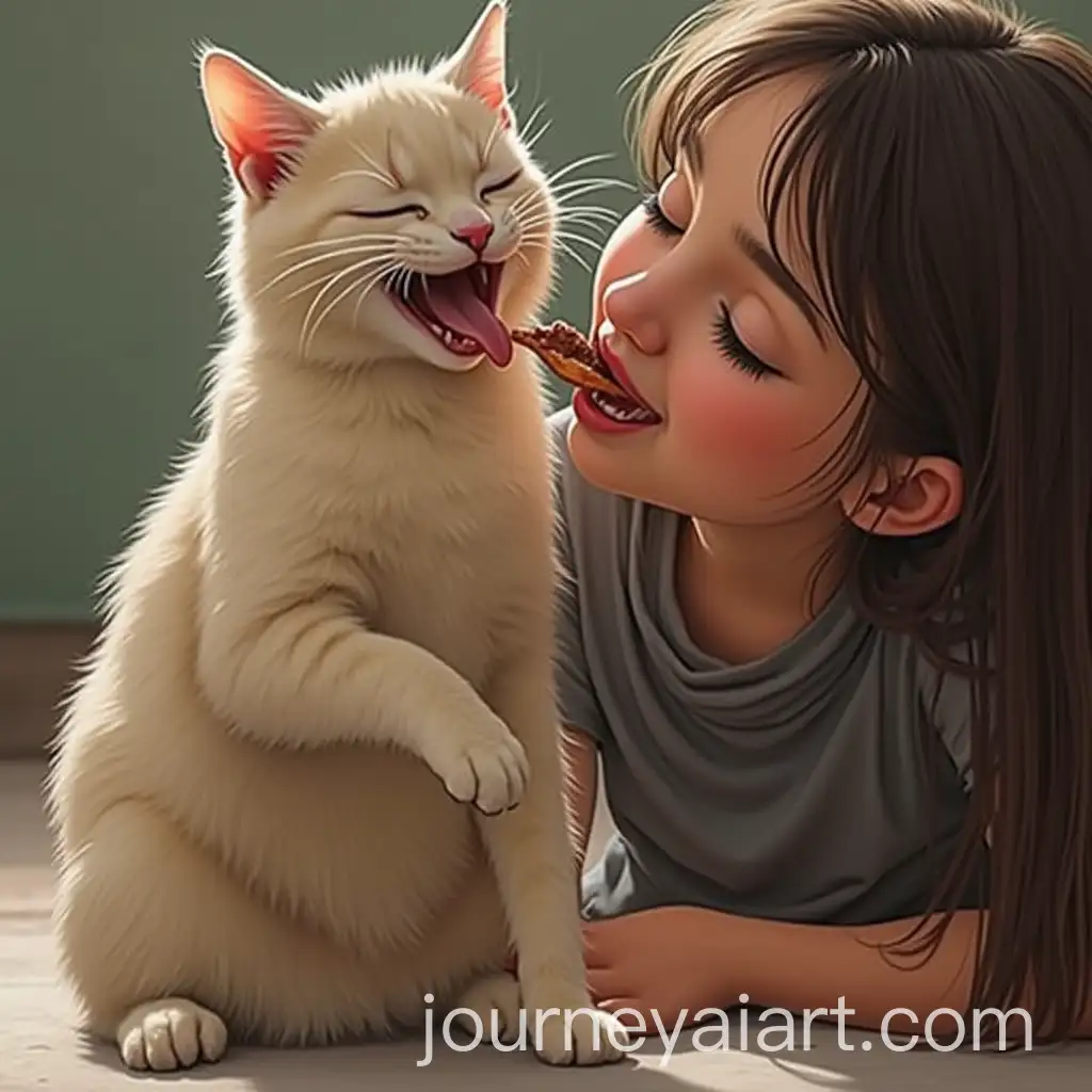 Friends-Enjoying-a-Meal-Together-with-a-Cat