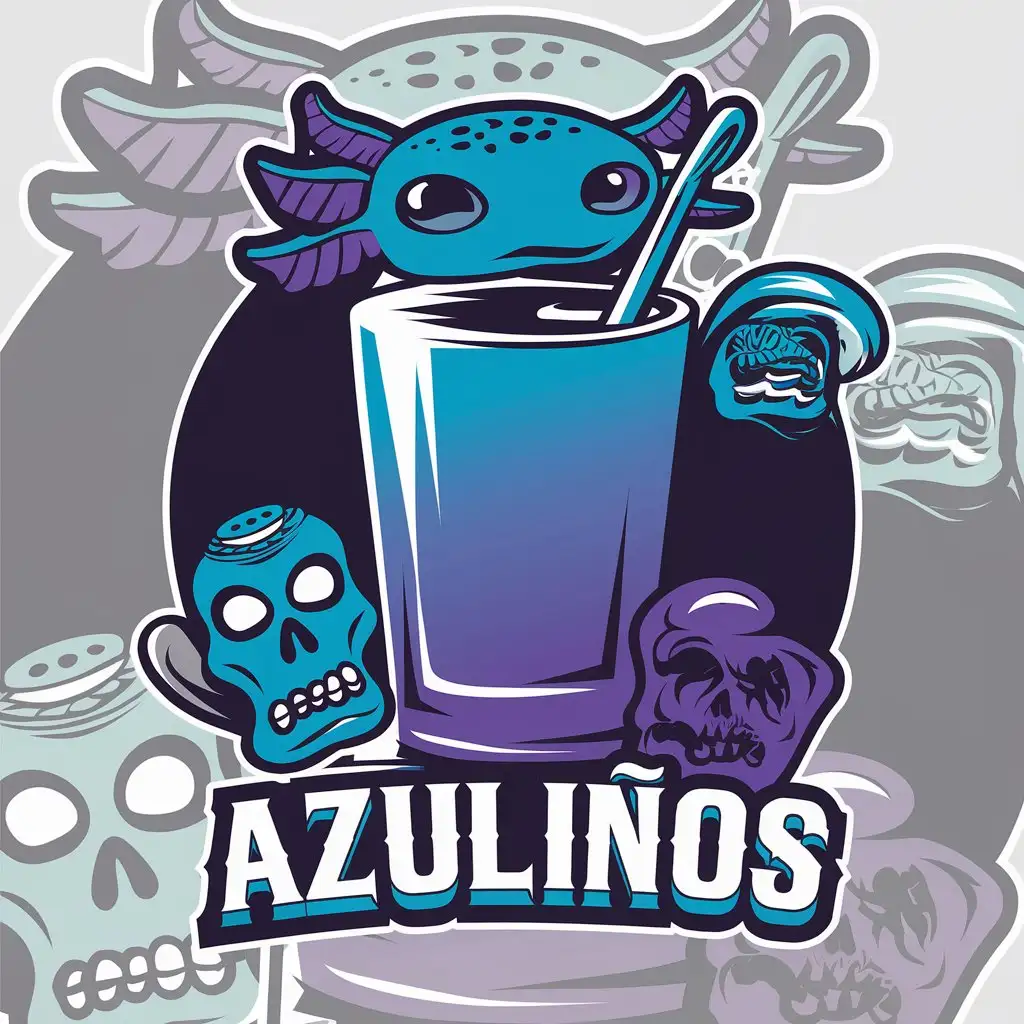 LOGO-Design-for-Azulinos-Vibrant-Gradient-from-Blue-to-Purple-with-AxolotlCharro-and-SkullShaped-Candies